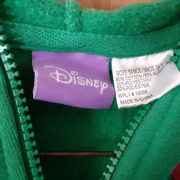 Boys Disney 24 Months Green Zipper Jacket - Picture 3 of 3